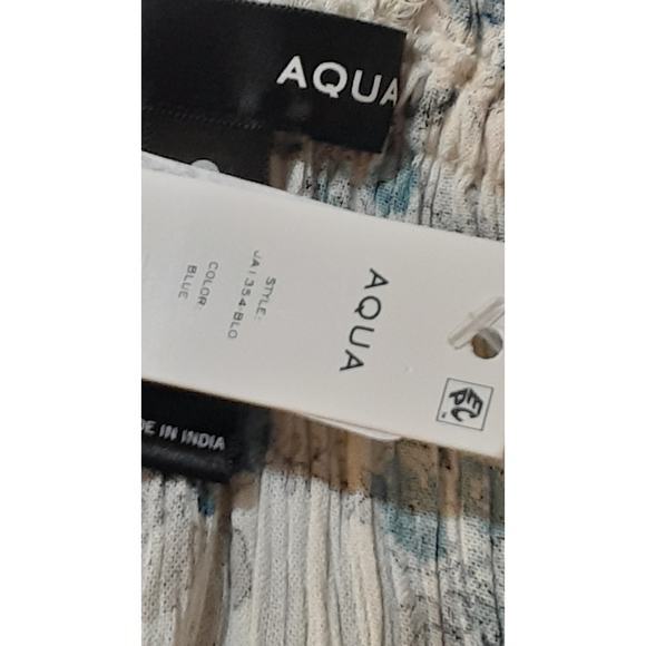 $118 NEW AQUA Floral Maxi Dress MED Boho Romantic Cottagecore Gauze White Blue - Picture 9 of 11